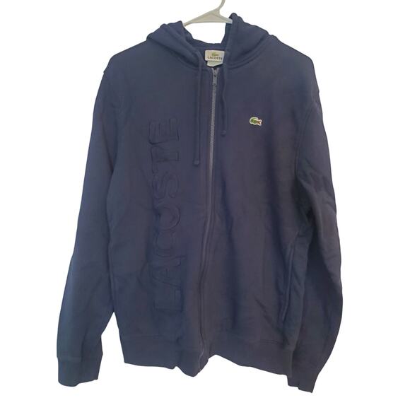 Lacoste Men's Embroidered Script Full-Zip Hoodie Navy Size Medium Size 4‎ - Picture 1 of 5